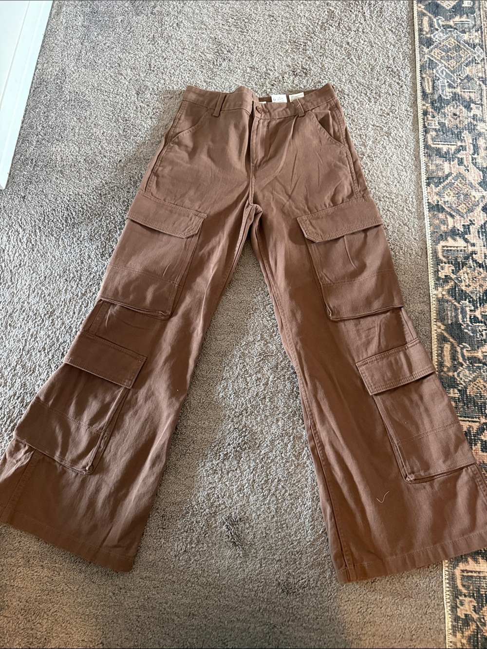 H&M Brown Cargo Wide-Leg Pants